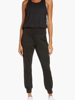 Sweaty Betty Beige Tank-Style Jogger Jumpsuit